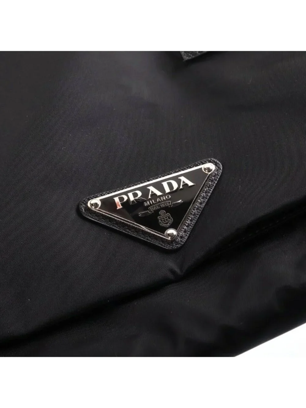Prada Triangle Plate Technical Fabric Messenger Bag Black